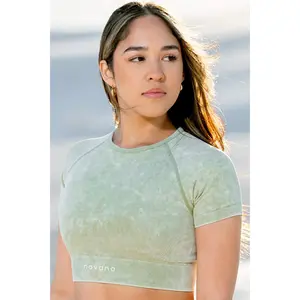 green acid wash crop top
