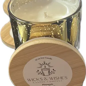 Wicks & Wishes Pineapple Upside Down Cake 10 Ounce Hand Poured Soy Candle Eco Pet Friendly Made in the USA