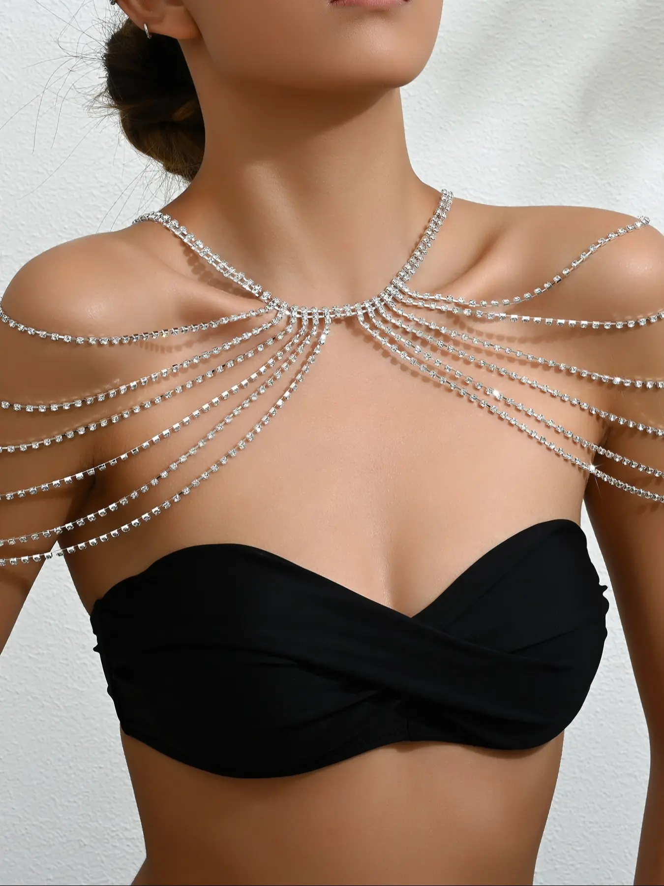 Rhinestone Decorated Shoulder Chain, Women's Fashionable Adjustable Body Chain, Wearable Jewelry for Party, Costume, Daily Clothing Decor, Trendy All-match & Exquisite Jewelry for Birthday Gift, Accessories, Lady, Jewellery