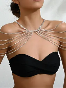 Rhinestone Decorated Shoulder Chain, Women's Fashionable Adjustable Body Chain for Party, Daily Clothing Decor, Trendy All-match & Exquisite Jewelry for Birthday Gift, Accessories