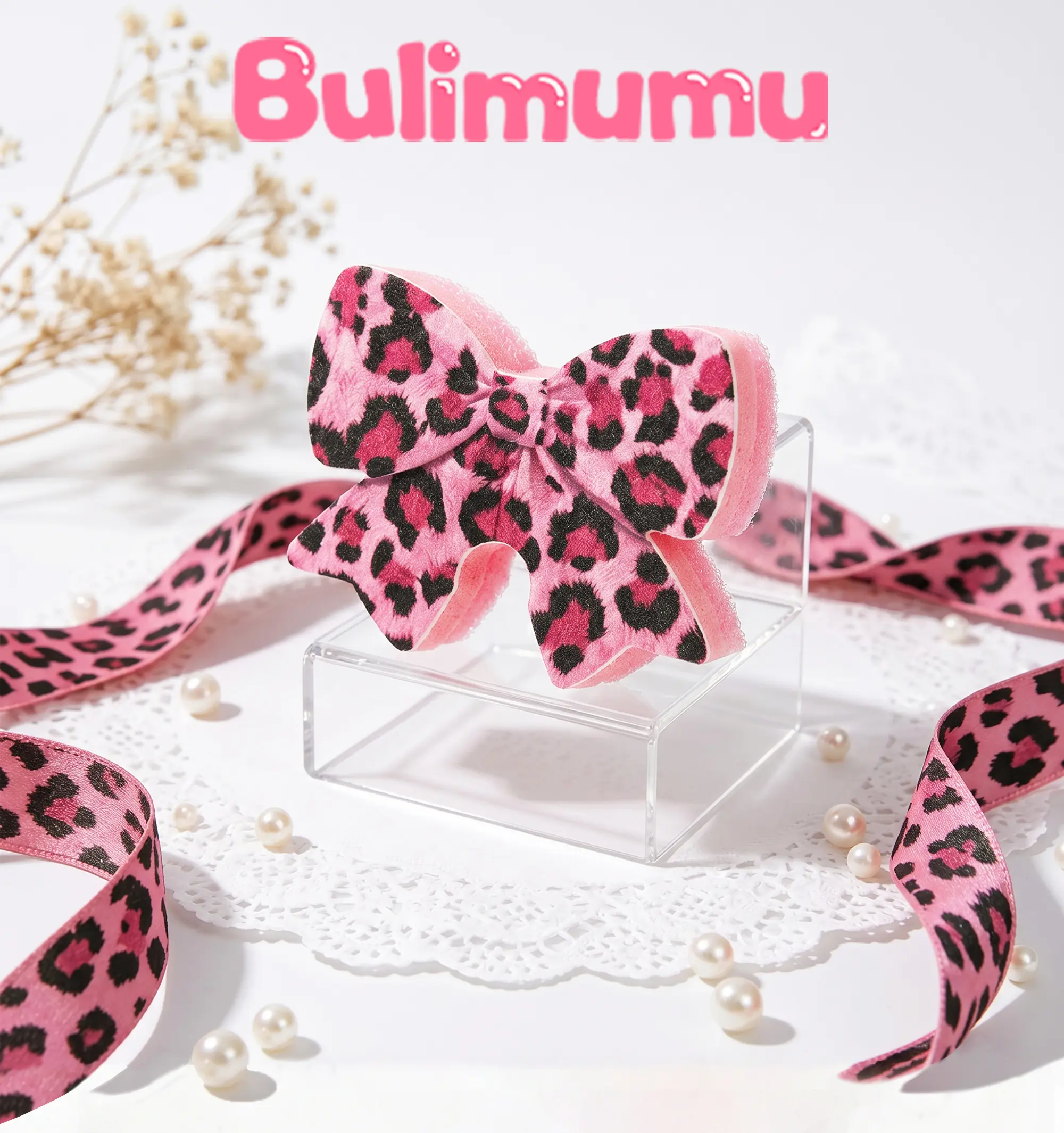 Bulimumu Pink Bow-Shaped Cleaning Sponge Magic Sponge Temperature Sensing Magic Sponge Scrubber household cleaning sponge