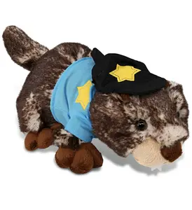 DOLLIBU Uniformed Plush Police Lying Marmot Stuffed Toy - Super Soft Polyester Stuffed Animal for Toys & Hobbies