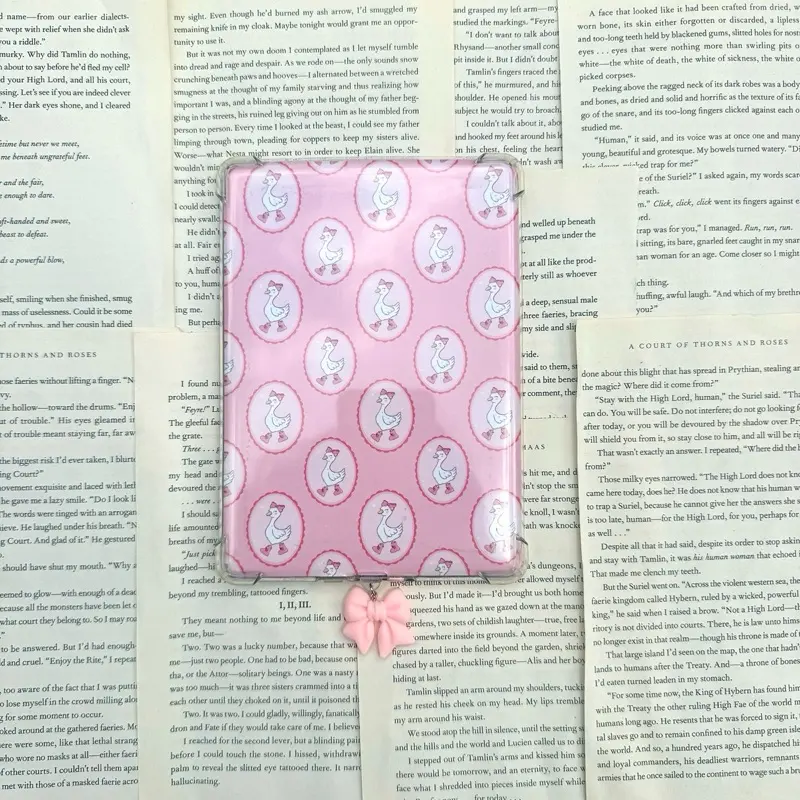 goose kindle insert | pink kindle insert | bookish gift | aesthetic | book lover gift | coquette kindle insert | kindle accessory