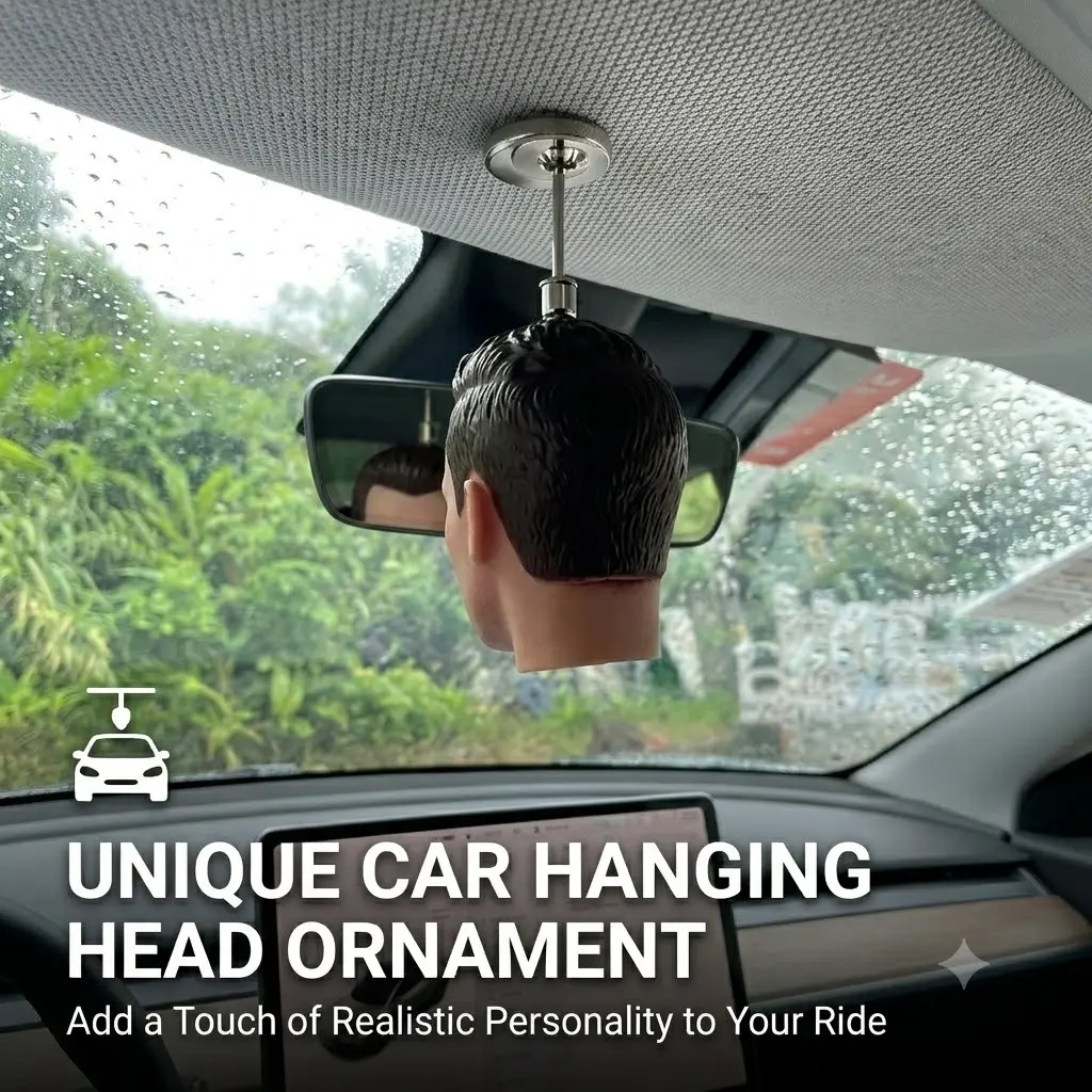 Funny Car Dashboard Hanging Ornament, Creative Driver Head Doll Hanging Decor, Novelty Auto Interior Accessory 04