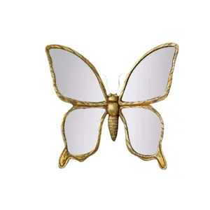 Vintage Resin Butterfly Mirror Wall Hanging, Durable Decorative Artwork, Elegant Home Decoration Accessory