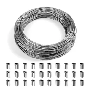 / Inch x Wire Rope Kit, FT Stainless Steel Wire Cable with  Aluminum Sleeves, Aircraft Cable for DIY Projects, Home Repair, Outdoor, Railing,Hanging, and Model Building(m
