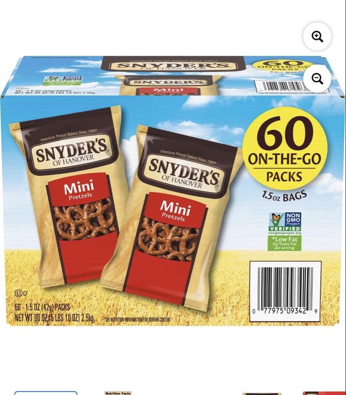 Mini Pretzels - 1.5 Oz Individual Packs, 60-Count Bulk Snack Pack