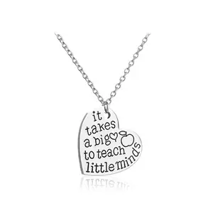 Creative Teacher's Day Gift It Takes A Big To Teach Little Minds Love Necklace