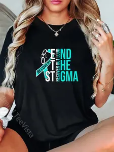 100% Cotton Unisex End The Stigma Recover Out Loud AA NA Addiction Recovery T-Shirt