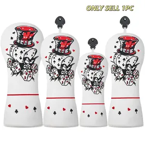 Fun Playing Card Dice Golf Headcovers, Retro Top Hat Design, Padded Protection, Durable Stylish Golf Accessory for Golfers