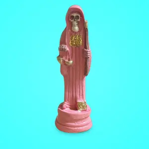 Santa Muerte statue 5.5 inch pink charged curada