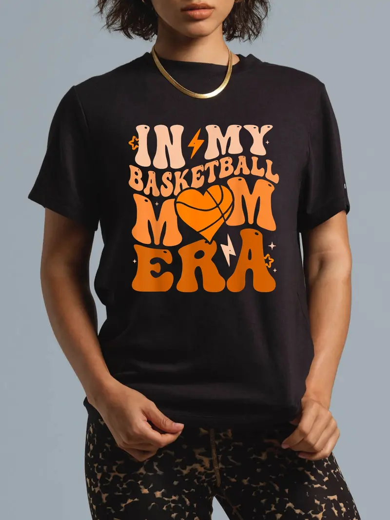 100% Cotton Funny Basketball Quote In My Basketball Mom Era Cool Mama T-Shirt Casual Short Sleeve Shirt