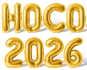 Letter & Number Balloons - HOCO 2026 16" Inch Alphabet Letters Foil Mylar Balloon Homecoming Party Banner