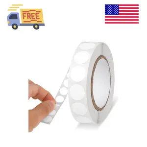 1000 Pcs White Round Stickers 0.5 Inch White Dot Stickers Waterproof Circle Stickers Color Coding Label