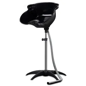 Portable Shampoo Bowl，Shampoo Basin Salon Sink with 1.5m Drain Pipe，Height & Angle Adjustable Hair Washing Bowl， Salon Tool Shampoo Basin for Hairstylist and Home Use