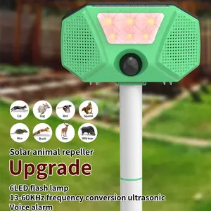 Ultrasonic Animal Repeller, Solar Powered Rat Deterrent, Variable Frequency Bird Scare, 6 Modes Infrared Sensor, Outdoor Waterproof, Cat Dog Deer Raccoon Protection