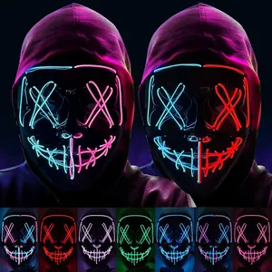 Light Up Mask, LED Light up , The Purge Mask with 3 Lighting Modes,Scream Purge  for Festival