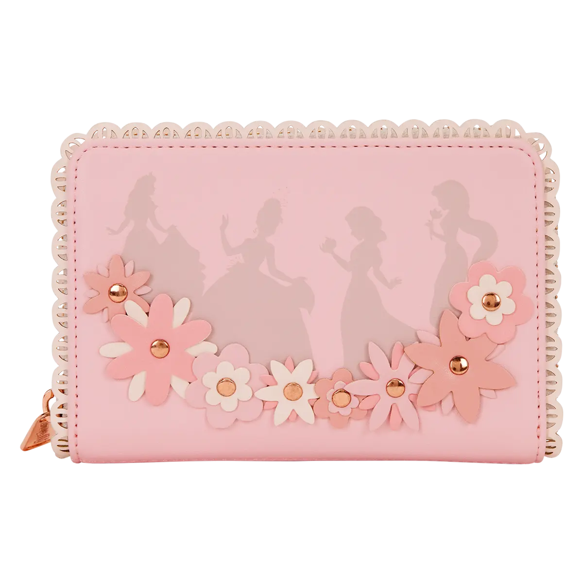 Disney Princess Floral Lace Wallet with 3D Flowers and 4 Card Slots for Disney Princess Fans
