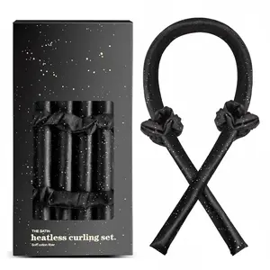 Satin Heatless Curling Set – Overnight No-Heat Hair Curlers & Rollers, Sleep-in Curl Rod Headband, Frizz-Free Curls (Dreamy Starry Sky)