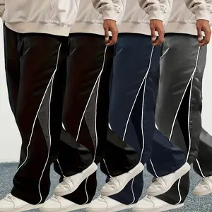 Functional quick-drying work pants, straight and wide-leg style, elastic waistband with drawstring, simple outdoor, casual, fashionable parachute pants for soldiers, garage, couples, suitable as a gift.