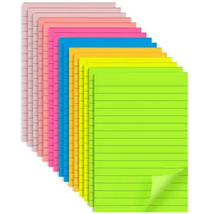 (15 Pads) Lined Sticky Notes 4x6 in Post, 7 Bright Colors with Lines Self-Stick Note Pad it, Strong Adhesive, Big Rectangular Sticky Pads for Office, Home, School, Meeting Colorful Notes Set small note pad