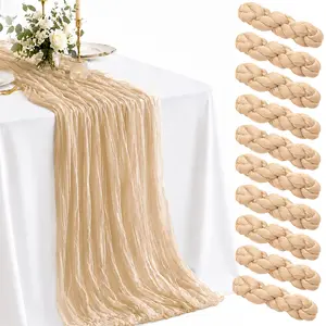 6/10 Packs Beige Table Runners，Cheesecloth Table Runner Summer Boho Rustic Farmhouse Gauze 17*108 inch 9 FT Cheese Cloth Runner for Wedding Party Baby Shower Birthday Home Decor Holiday Decorations
