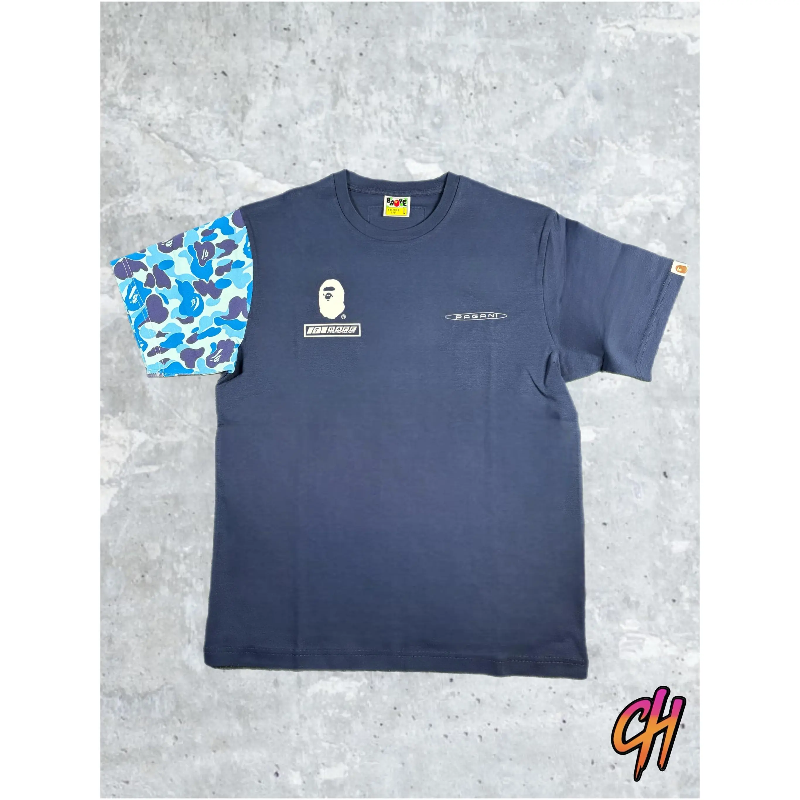 BAPE X Pagani Navy Blue ABC Camo T-Shirt Size XL