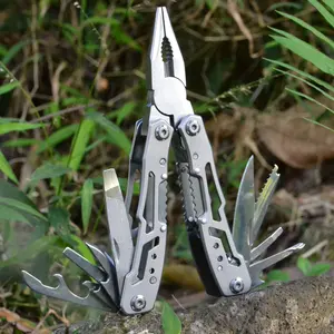 Stainless Steel Multitool | Folding Pliers & Knife (10 in 1)
