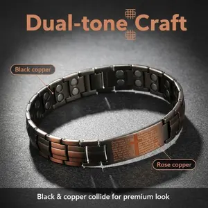 Trendy Men's Adjustable Copper Magnetic  with Christian Cross Design, 5000 Gauss Strength, Hypoallergenic, Durable, Perfect for Daily Wear & Parties, Health & Wellness Jewelry Gift for Dad, Husband, or Boyfriend energy magnet bracelet