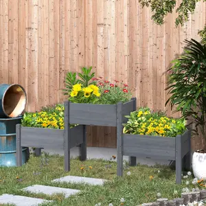 3 Tier Raised Garden Bed Freestanding Planter Box for Vegetables Herb Flowers Solid Wood Frame with Drainage Holes 72.5" L x 17.75" W x 31.5" H