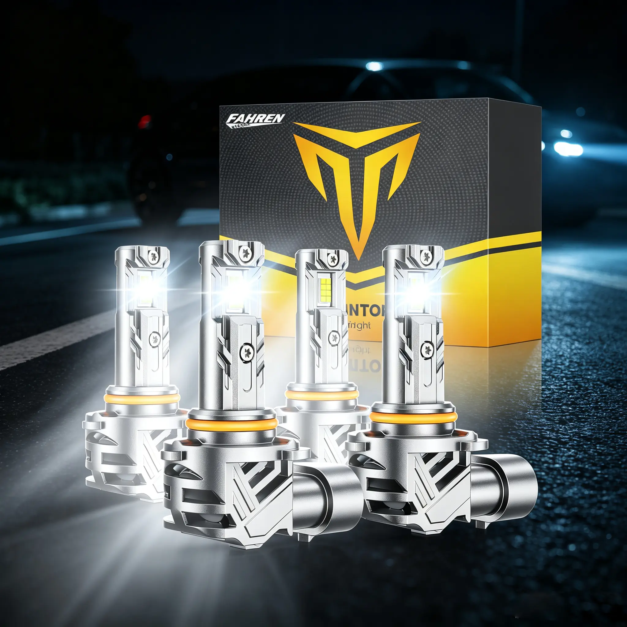 FAHREN 2026 Upgraded HB3 HB4 LED Headlight Bulbs 4‑Pack, 9005 9006 Combo,100000LM 1200% Super Bright,6500K Cool White,1:1 Mini‑Size No‑Adapter Plug‑and‑Play