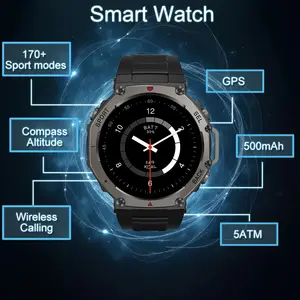 New T-Rex 3 GPS Outdoor Smartwatch, 525mah Battery, Bluetooth-compatible Calling, Flashlight, Military Sports, 3atm Waterproof, Men's Smartwatch