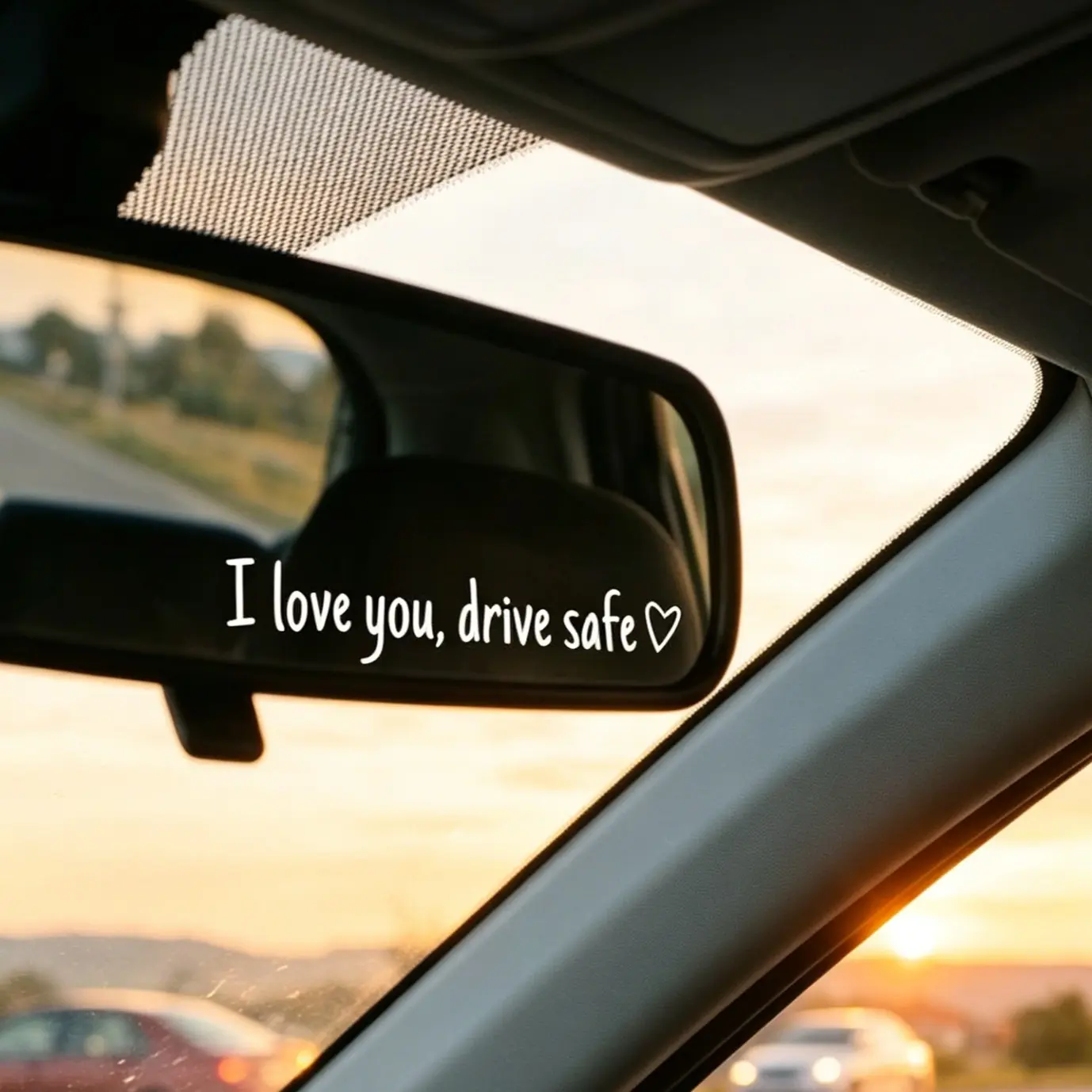 3PCS "I Love You, Drive Safe" Vinyl Decals Waterproof Rearview Mirror Stickers For Car Decoration