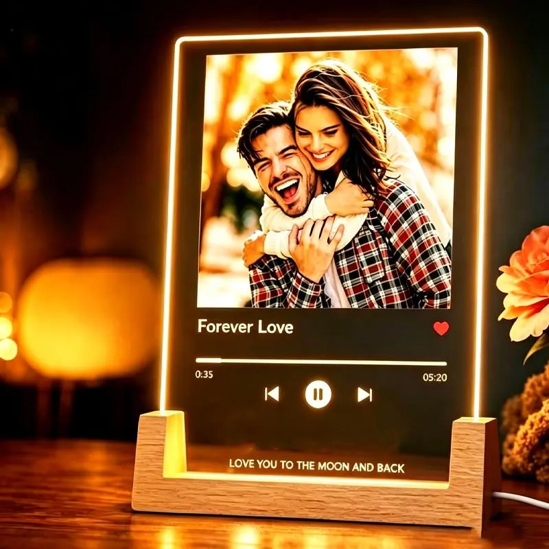 Personalized Music Photo Acrylic Wall Plaque, Custom Picture Frame Wall Art Decor, Sentimental Keepsake Gift for Couples, Boyfriend, Girlfriend, Wife, Husband, Mom, Dad – Ideal for Birthday, Anniversary, Father’s Day