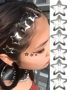 10 Silver Gold Star Hair Clips Set, Cute Bb Hair Clamps for Girls, Metal Buckle Design, Perfect Gift for Valentine's Day & New Year, Hair Accessories