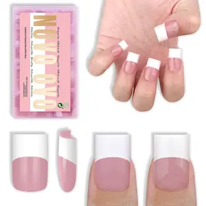 【LIVE】NOVO OVO Short Sharp Square Nail Tips Wide White French Tip Berry Pink+Short Sharp Square Pure Color Toe Nail Tips Pink+ French Tips Solution_UV Nail Glue Builder Gel Top
