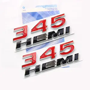 345 Side Emblem Badge Set Fits Dodge Challenger Charger RAM 1500 (Black/Red) 2-Pack