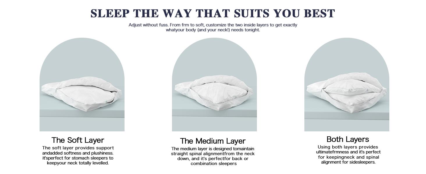 Nuzzle Cooling Adjustable Pillow for Side Sleepers, Luxury Bed Pillow Hotel Collection - Best Adjust Height Soft Firm Pillow for Back, Stomach or Side Sleepers - Home Gifts