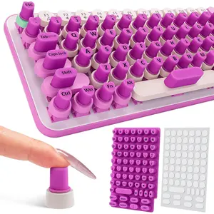 70 count Keyboard Sticker for Long Nails, Self-Adhesive Raised  Art Typing Keycaps, Soft Long  Keyboard Stickers for Desktop PC  Cover, Heart-Shaped Keyboard  Bubbles for Women - Purple