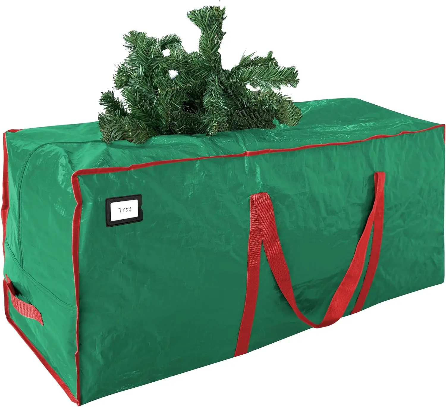 7.5 ft Christmas Tree Storage Bag - Durable Heavy Duty Extra Large Artificial Xmas Holiday Tree Bag with Reinforced Handles and Dual Zippers Wide Opening - Green