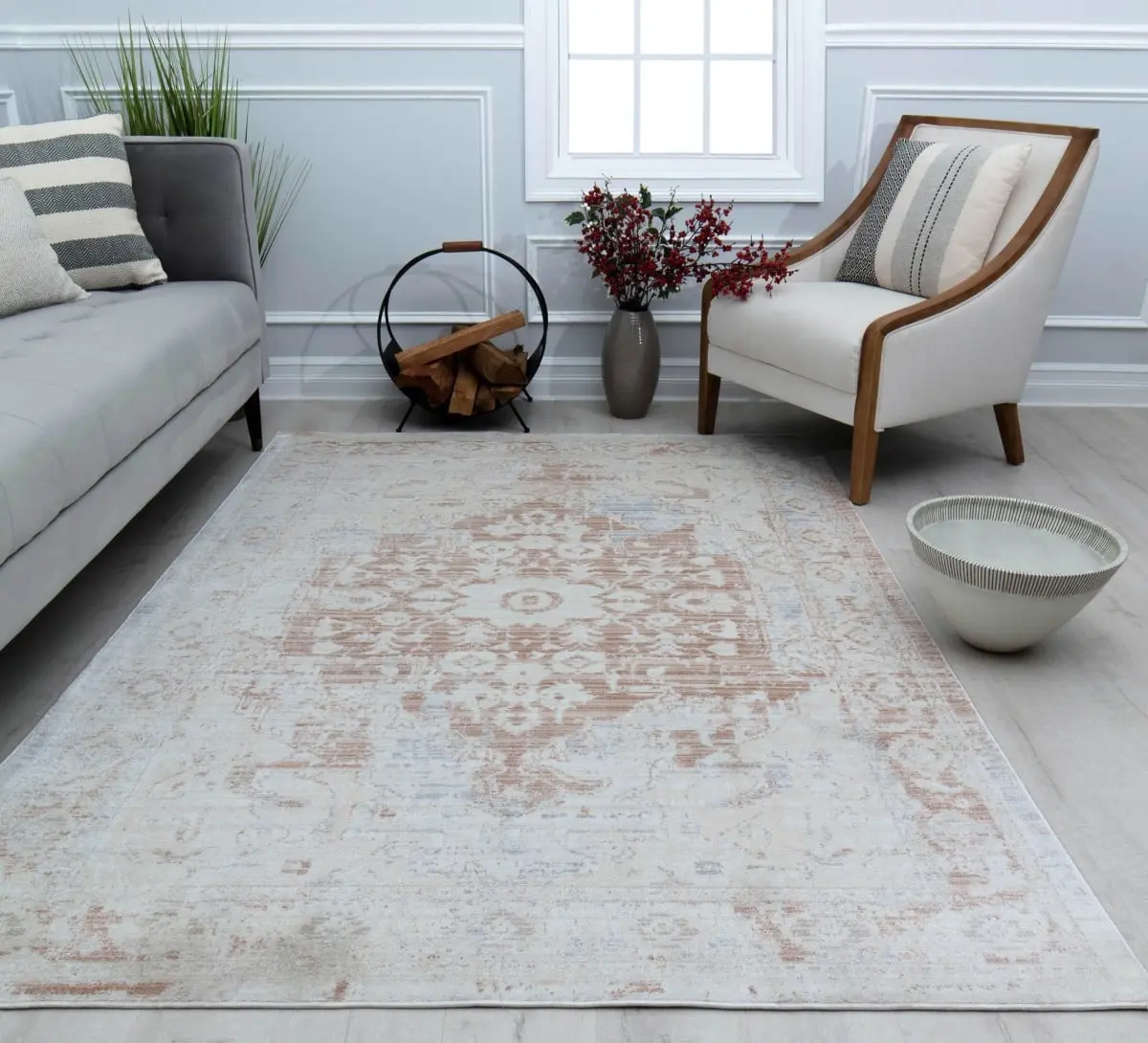Rugs America RA30834 Durable Area Rug - 2 ft. 6 in. x 8 ft. Romeo JL10B Durango Dust Abstract Vintage White Home Decor Rug, Durable Area Rugs