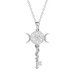 Triple Goddess Necklace Collection 925 Sterling Silver, Hecate's Key, Goddess of Witchcraft Witches Jewelry for Woman FemaleGift