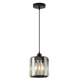 Crystal Pendant Light for Kitchen Island, Modern Adjustable Ceiling Lamp, Compatible with E26/e27 Bulbs, Dining Room Bedroom Lighting