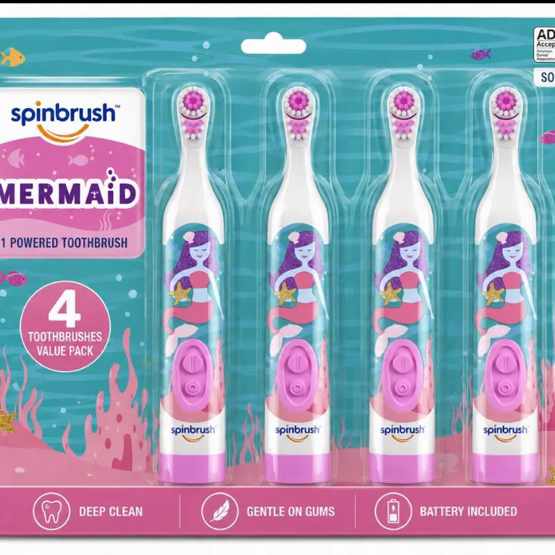 Spinbrush mermaid pack of 4 electric toothbrush