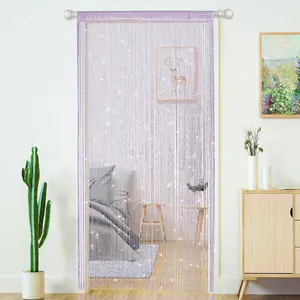 String Curtains for Doorways Glitter Beaded Curtains Door Sparkle Beads Curtain Open Closet Laundry Hanging Hippie Glisten Beads Window Girls Panel (Purple, 39"*79" in)