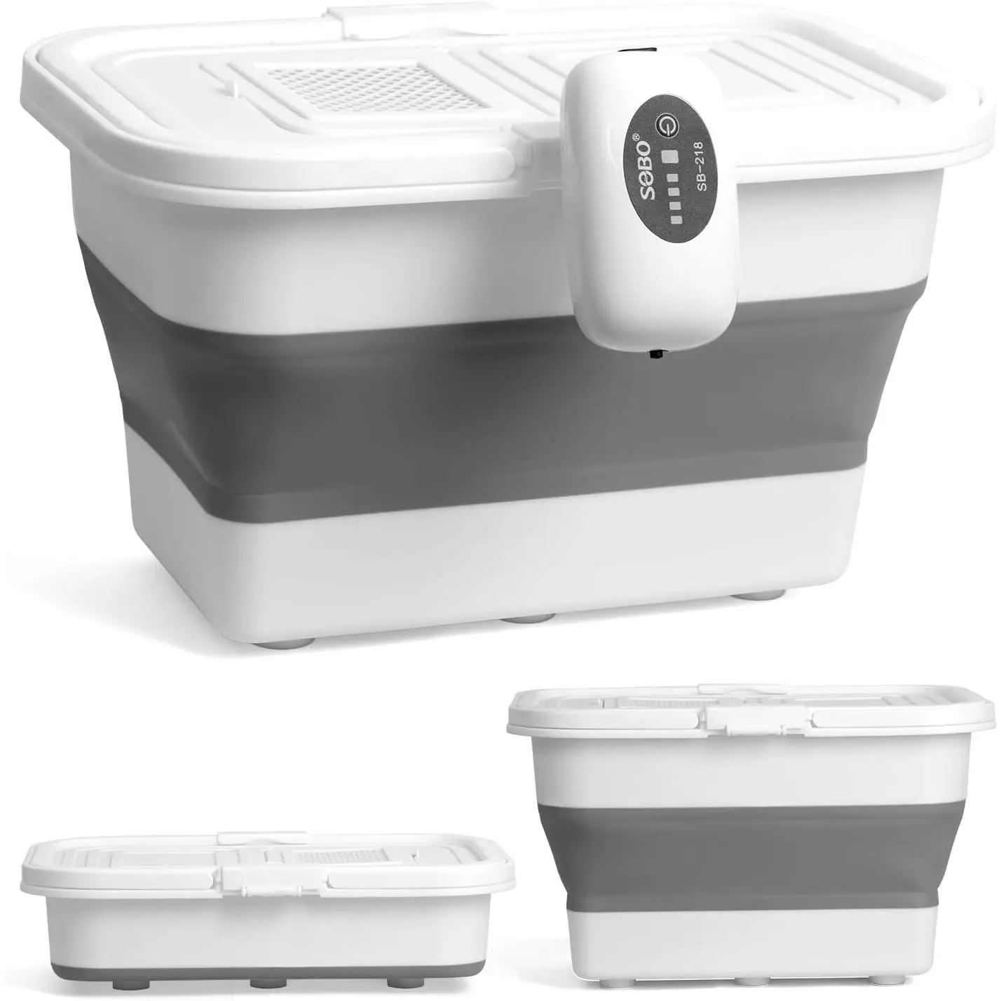 Live  or Fish Bucket with Aerator, 14 Quarts Multi-Function Collapsible Fishing Container Box with Rechargeable Air Pump