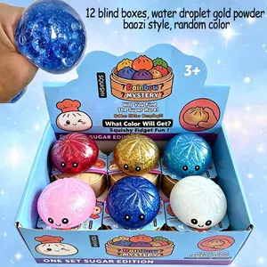 Glitter Dumpling Squishy with Box, Soft Sensory Squeeze Toy for Stress Relief, Mystery Glitter Dumplings, Decompression Dough