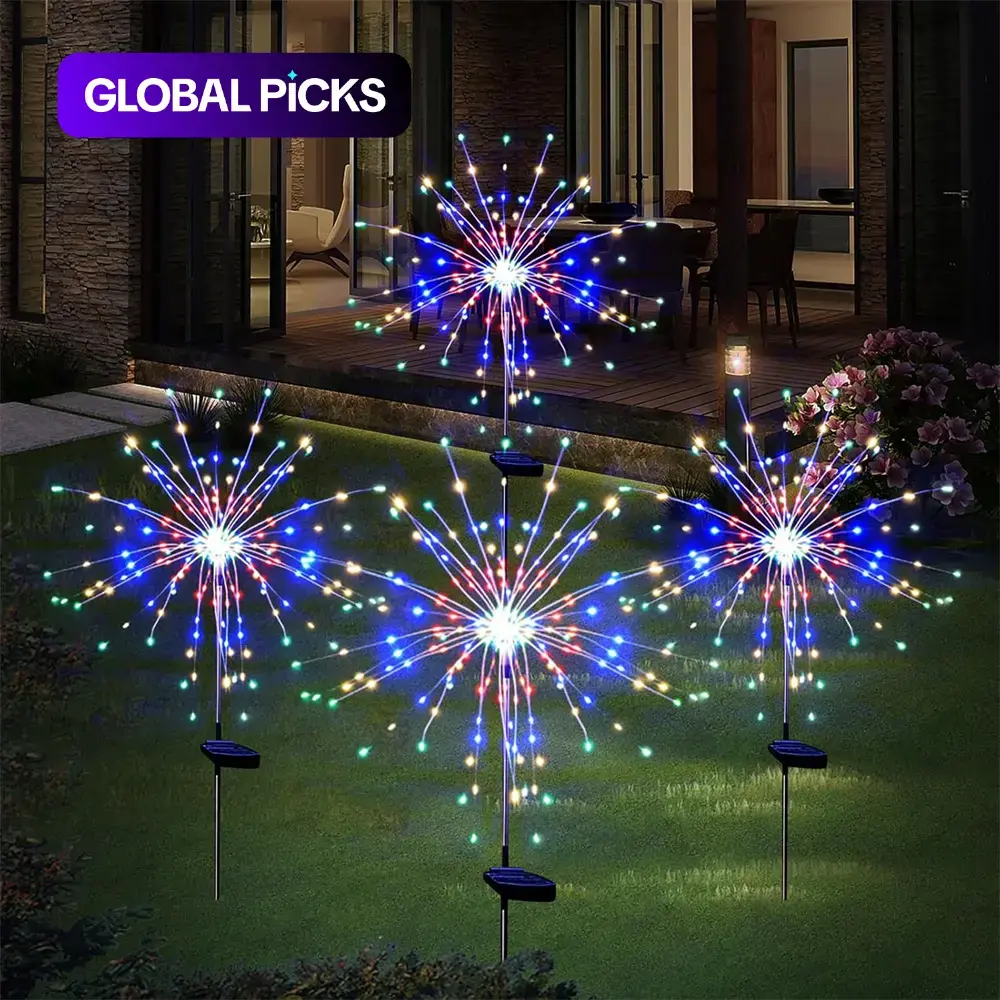 Solar Powered Firework-Shaped LED Light, Waterproof Dandelion Lawn Lamp, Decorative Fairy Lights for Patio Yard Garden, Solar Lights Outdoor, Solar Landscape Lighting #GLOBAL PICKS
