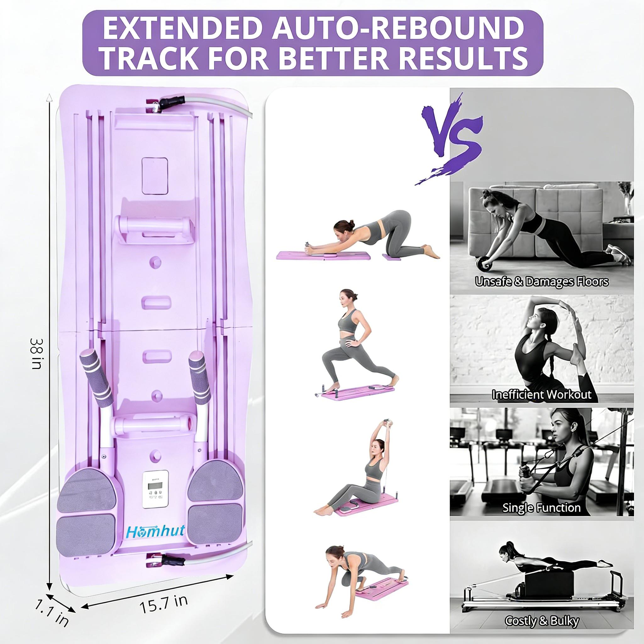 Multi-functional Core Training Pilates Reformer, Foldable Home Workout Equipment with 300LBS Capacity for Full Body Fitness