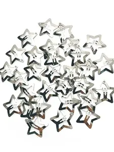 20pcs Silver Color Star Metal Hair Clips, Fashion Sweet and Spicy Style, Girlish Hair Accessories, Casual All-Season Hair Clips